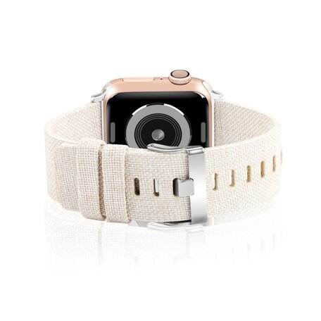 Canvas bandje - Beige - Geschikt voor Apple Watch 38mm / 40mm / 41mm