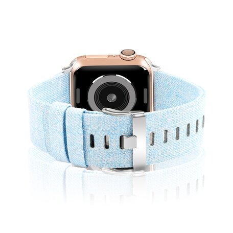 Canvas bandje - Lichtblauw - Geschikt voor Apple Watch 38mm / 40mm / 41mm