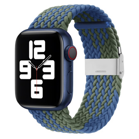 Braided bandje - Blauw / Groen - Geschikt voor Apple Watch 42mm / 44mm / 45mm