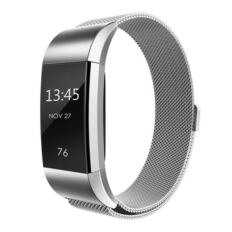 Fitbit Charge 2 milanese bandje - Maat: Small - Zilver