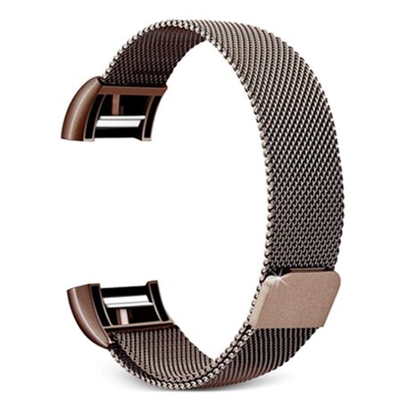 Fitbit Charge 2 milanese bandje - Maat: Small - Bruin