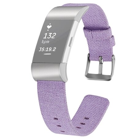 Fitbit Charge 2 Canvas bandje - Maat: Small - Lila
