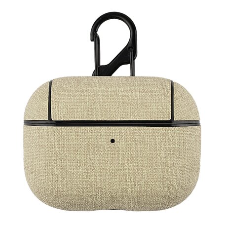 AirPods Pro / AirPods Pro 2 hoesje - Hard Case - Beige - Linnen patroon