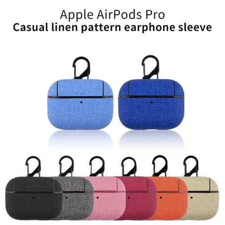 AirPods Pro / AirPods Pro 2 hoesje - Hard Case - Beige - Linnen patroon
