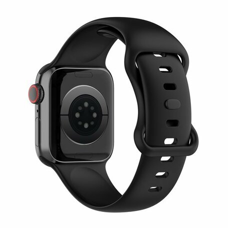 Siliconen sportbandje - Zwart - Maat: M/L - Geschikt voor Apple Watch 42mm / 44mm / 45mm / 49mm