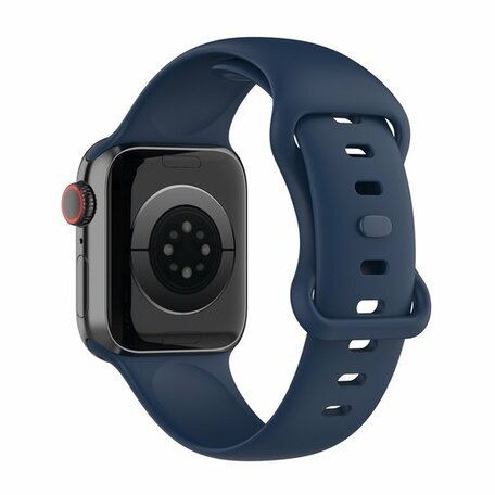 Siliconen sportbandje - Navy Blauw - Maat: S/M - Geschikt voor Apple Watch 42mm / 44mm / 45mm