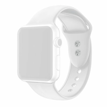 Siliconen sportbandje - Wit - Dubbele druksluiting - Geschikt voor Apple Watch 42mm / 44mm / 45mm / 49mm