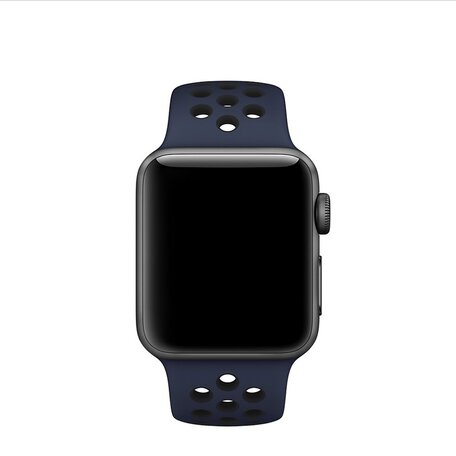 Sportbandje - Maat: S/M - Blauw + Zwart - Geschikt voor Apple Watch 38mm / 40mm / 41mm