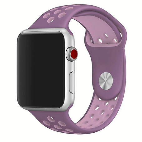 Sportbandje - Maat: M/L - Paars + Roze - Geschikt voor Apple Watch 42mm / 44mm / 45mm