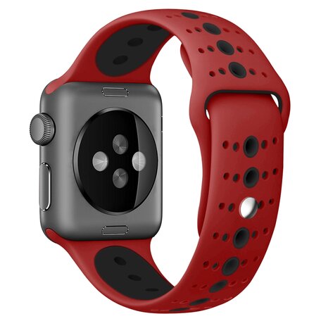 Sportbandje combi-kleuren - Rood + zwart - Geschikt voor Apple Watch 38mm / 40mm / 41mm