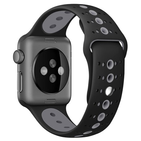 Sportbandje combi-kleuren - Zwart + grijs - Geschikt voor Apple Watch 38mm / 40mm / 41mm
