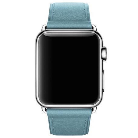 Classic lederen bandje - Licht blauw - Geschikt voor Apple Watch 42mm / 44mm / 45mm / 49mm