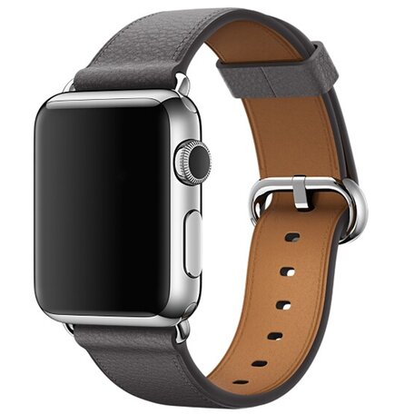 Classic lederen bandje - Grijs - Geschikt voor Apple Watch 42mm / 44mm / 45mm / 49mm