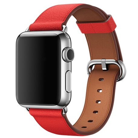Classic lederen bandje - Rood - Geschikt voor Apple Watch 42mm / 44mm / 45mm / 49mm