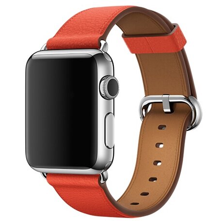 Classic lederen bandje - Oranje / bruin - Geschikt voor Apple Watch 42mm / 44mm / 45mm / 49mm