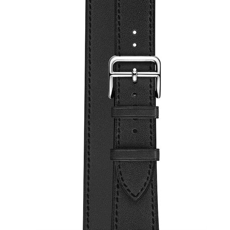 Double Leather Loop bandje - Zwart - Geschikt voor Apple watch 42mm / 44mm / 45mm / 49mm