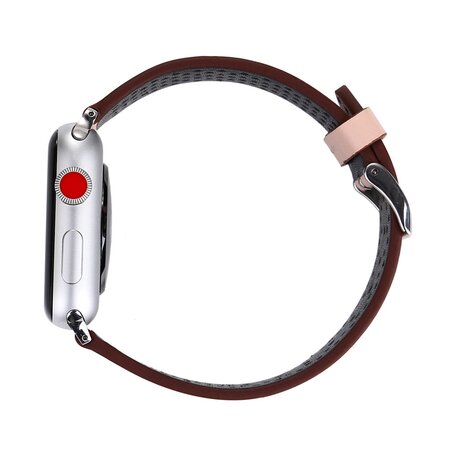 Dot Pattern Leren bandje - Roze - Geschikt voor Apple Watch 42mm / 44mm / 45mm