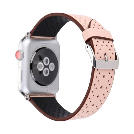 Dot Pattern Leren bandje - Roze - Geschikt voor Apple Watch 38mm / 40mm / 41mm