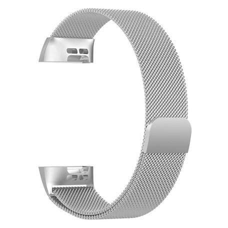 Fitbit Charge 3 & 4 milanese bandje - Maat: Large - Zilver