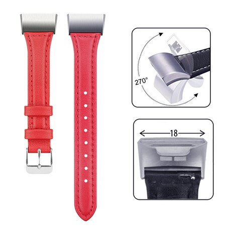 Fitbit Charge 3 & 4 Slim Fit Leather bandje - Rood