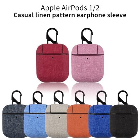 AirPods 1/2 hoesje - Hard Case - Oranje - Linnen patroon