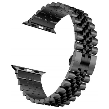 Metalen schakelband - Zwart - Geschikt voor Apple watch 42mm / 44mm / 45mm 