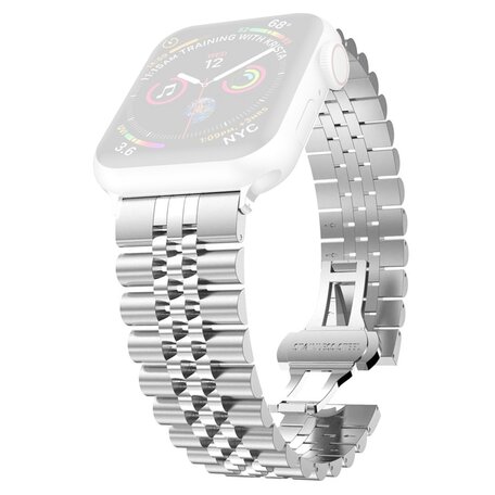 Metalen schakelband - Zilver - Geschikt voor Apple watch 42mm / 44mm / 45mm / 49mm