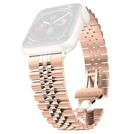 Metalen schakelband - Rosé goud - Geschikt voor Apple Watch 42mm / 44mm / 45mm