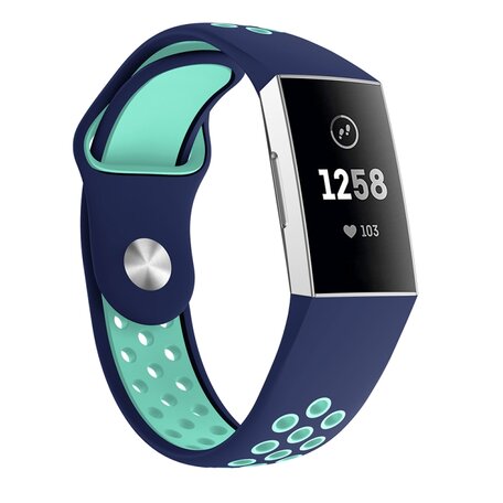 Fitbit Charge 3 & 4 siliconen DOT bandje - Mint / Blauw - Maat: Small
