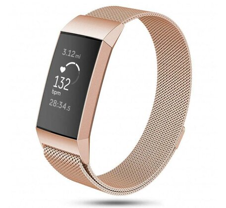 Fitbit Charge 3 & 4 milanese bandje - Maat: Small - Champagne goud