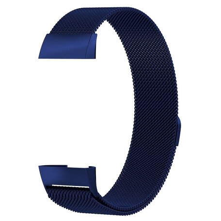 Fitbit Charge 3 & 4 milanese bandje - Maat: Large - Donkerblauw