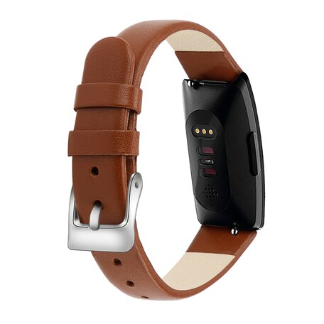 Fitbit Inspire 1 / HR / Ace 2 lederen bandje - Maat: Large - Bruin