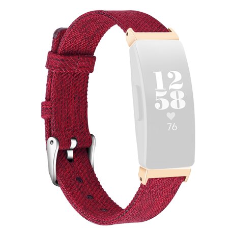 Fitbit Inspire 1 / HR / Ace 2 Canvas bandje - Maat: Large - Rood