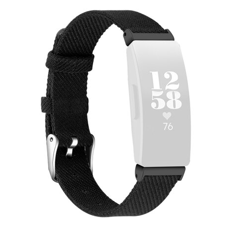 Fitbit Inspire 1 / HR / Ace 2 Canvas bandje - Maat: Large - Zwart