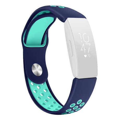 Fitbit Inspire 1 / HR / Ace 2 siliconen sportbandje - Maat: Large - Blauw + Turquoise
