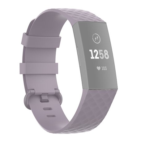 Fitbit Charge 3 & 4 siliconen diamant pattern bandje - Maat: Small - Lichtpaars