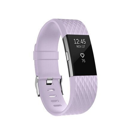 Fitbit Charge 2 siliconen bandje - Maat: Large - Lila