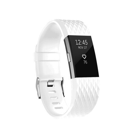 Fitbit Charge 2 siliconen bandje - Maat: Large - Wit