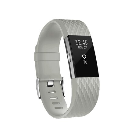 Fitbit Charge 2 siliconen bandje - Maat: Large - Grijs