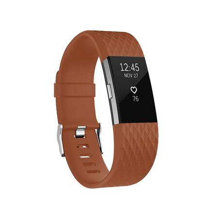 Fitbit Charge 2 siliconen bandje - Maat: Large - Coffee