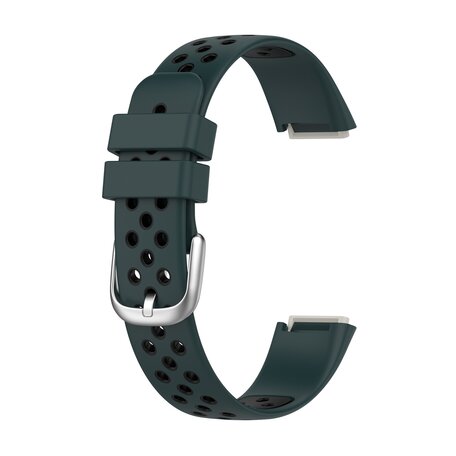 Fitbit Luxe - Siliconen sportbandje - Maat: Large - Donkergroen + zwart