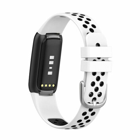 Fitbit Luxe - Siliconen sportbandje - Maat: Large - Wit + zwart