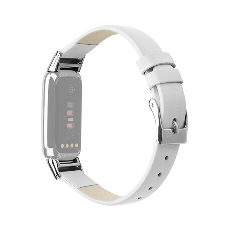 Fitbit Luxe - Leren bandje - Maat: Large - Wit