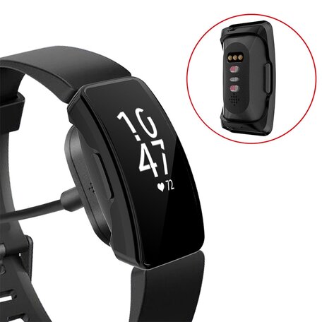 Fitbit Inspire 1 / HR / Ace 2 TPU case (volledig beschermd) - Zwart
