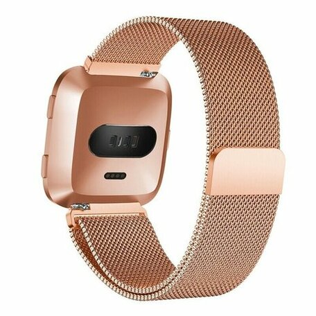 Fitbit Versa 1 / 2 & Lite milanese bandje - Maat: Small - Rosé goud