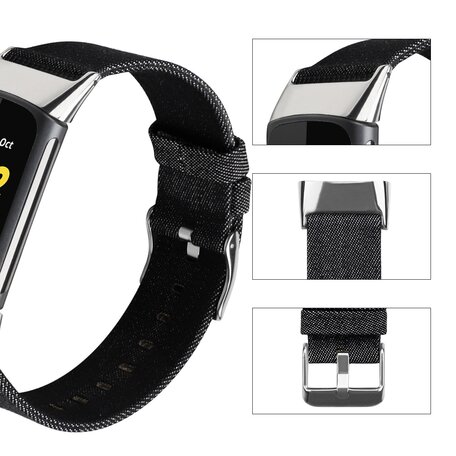 Fitbit Charge 5 Nylon bandje - Denim zwart