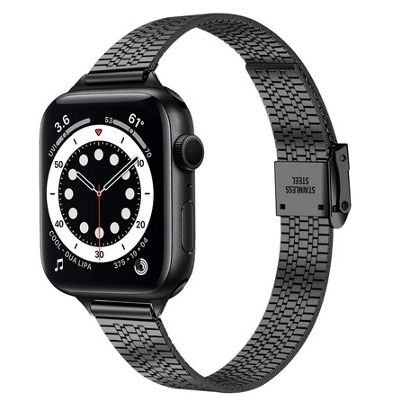 Stainless steel slim fit bandje - Zwart - Geschikt voor Apple Watch 38mm / 40mm / 41mm