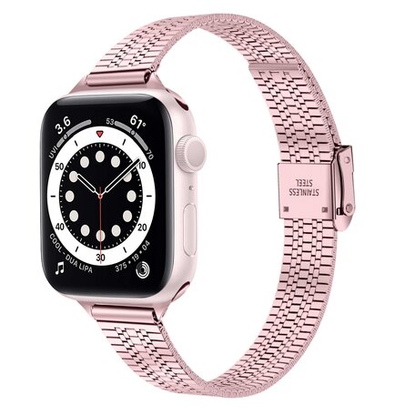 Stainless steel slim fit bandje - Rosé pink - Geschikt voor Apple Watch 42mm / 44mm / 45mm / 49mm