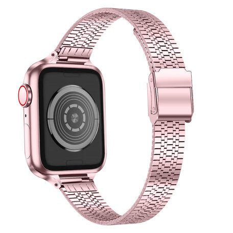 Stainless steel slim fit bandje - Rosé pink - Geschikt voor Apple Watch 42mm / 44mm / 45mm / 49mm