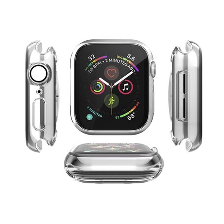 Siliconen case (volledig beschermd) 44mm - Zilver - Geschikt voor Apple watch 44mm
